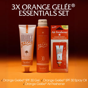 VACATION close-up of Orange Gelée gel tube texture for quick absorption