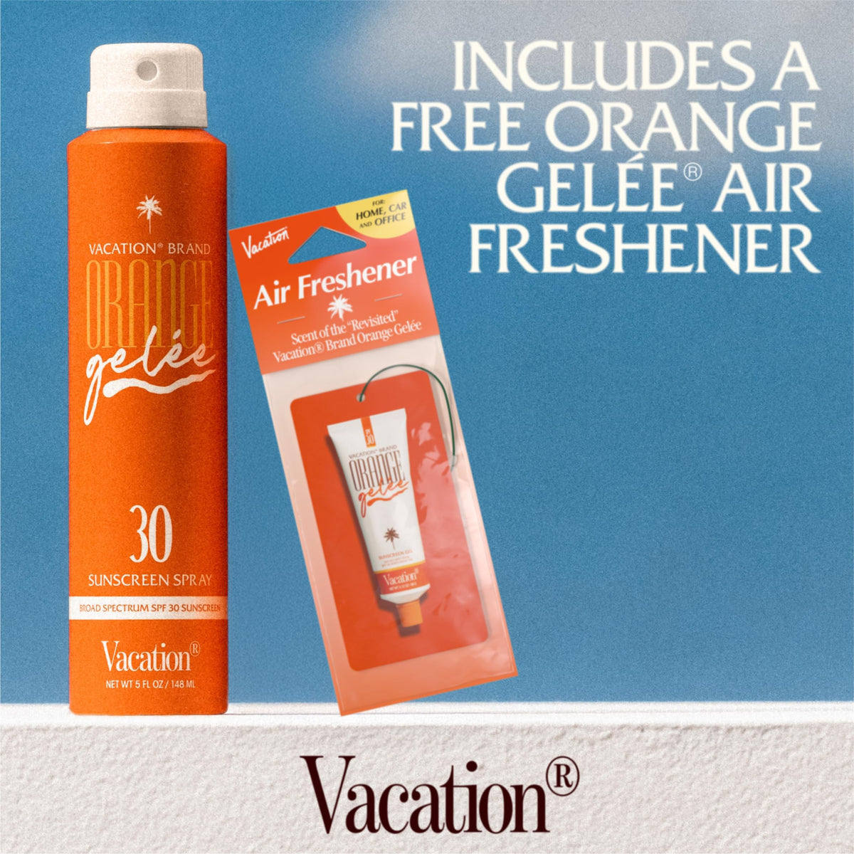 VACATION lifestyle scene with towel and sunglasses evoking French Riviera scent and mood benefit