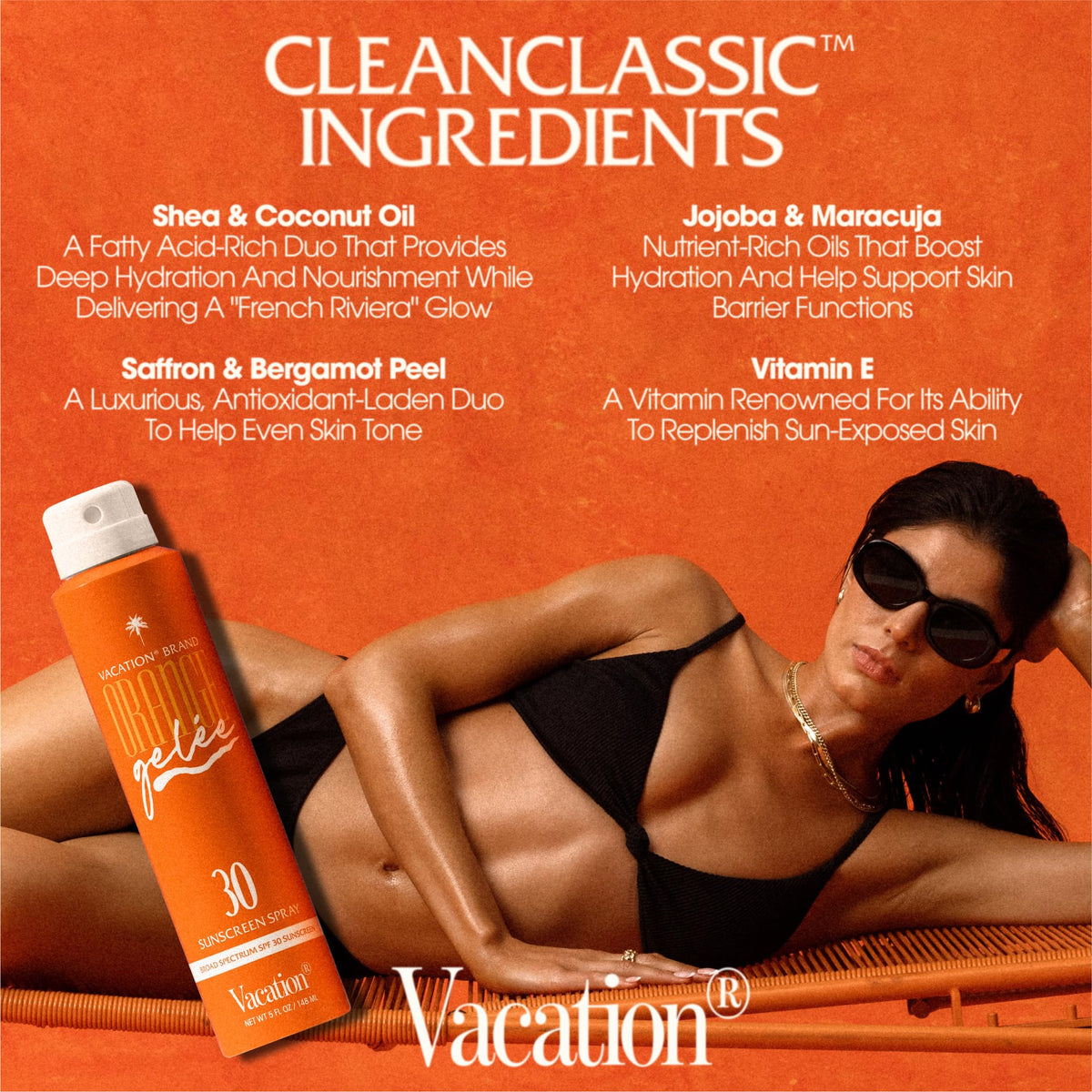 VACATION bottle held in hand showing 5 fl oz scale and travel-friendly convenience benefit