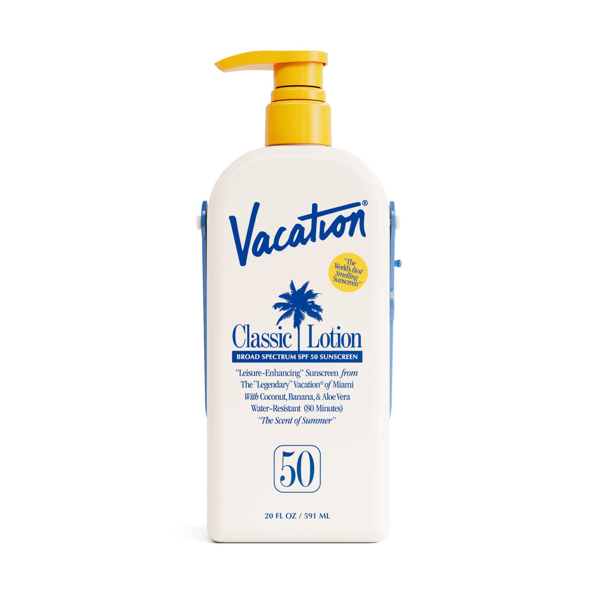 VACATION front packaging showing 20 oz bottle and label with SPF benefit