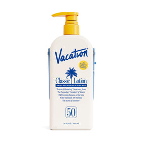 VACATION front packaging showing 20 oz bottle and label with SPF benefit