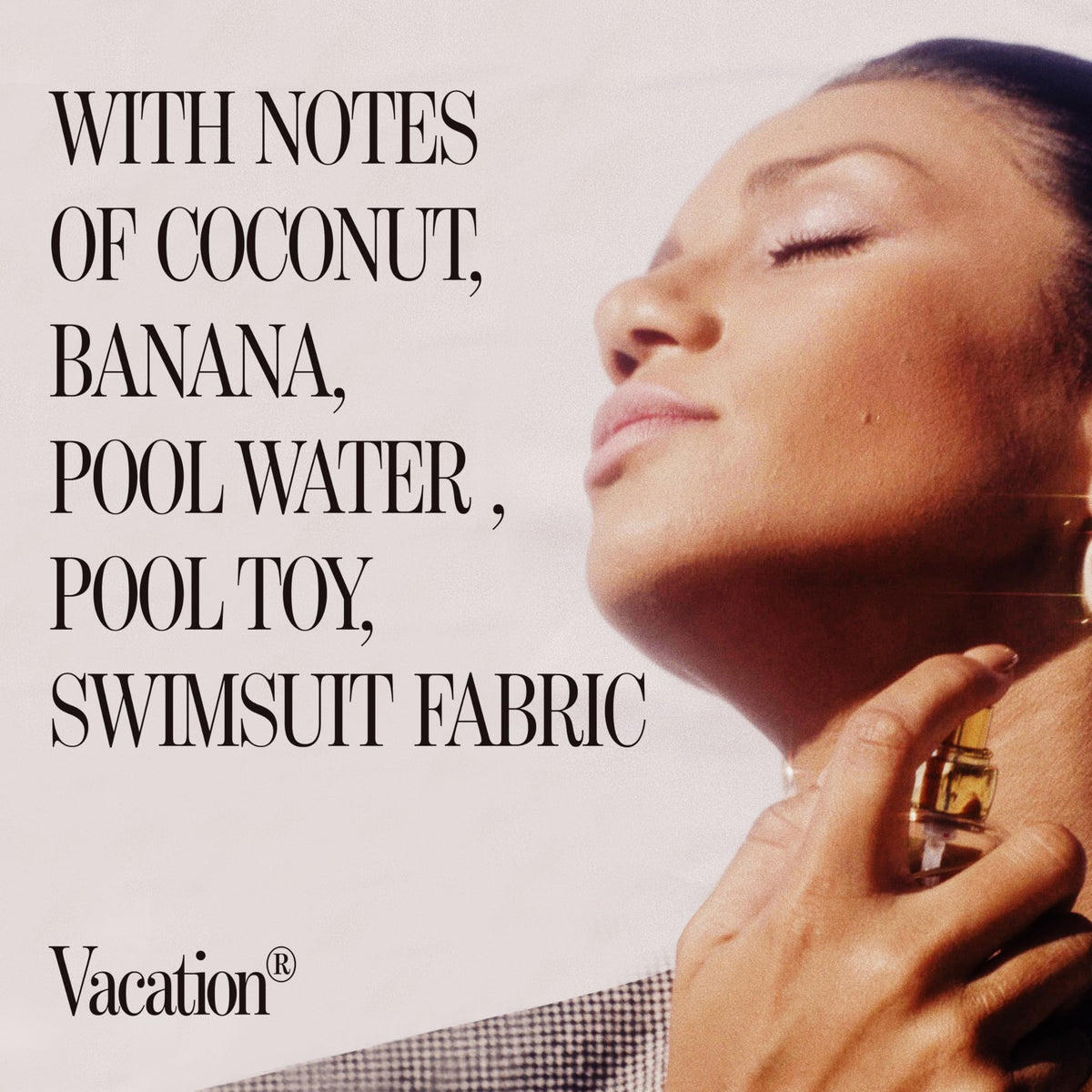 VACATION spritz in hand demonstrates mist and quick refresh benefit