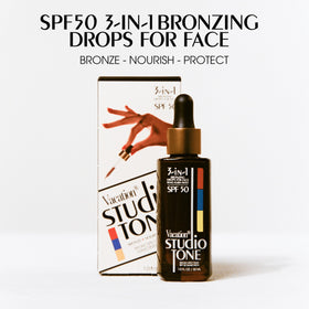 VACATION dropper dispensing bronzing drops with controlled application benefit