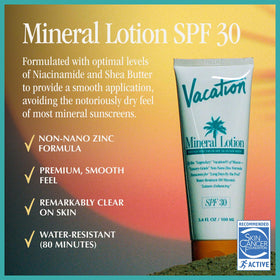 VACATION sunscreen texture close-up, smooth zinc formula absorbs quickly