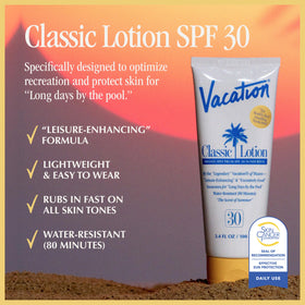 VACATION close-up of lotion texture demonstrating fast absorption