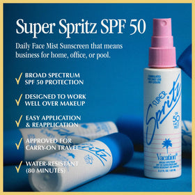 VACATION fine mist close-up demonstrating even spray and quick reapplication benefit
