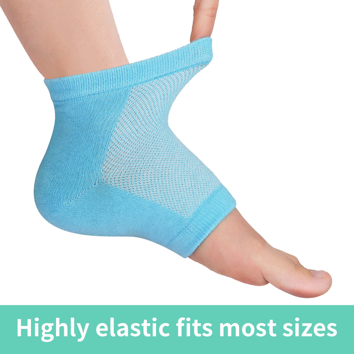 Vaincre worn overnight on a foot to demonstrate hands-free moisturizing and protection