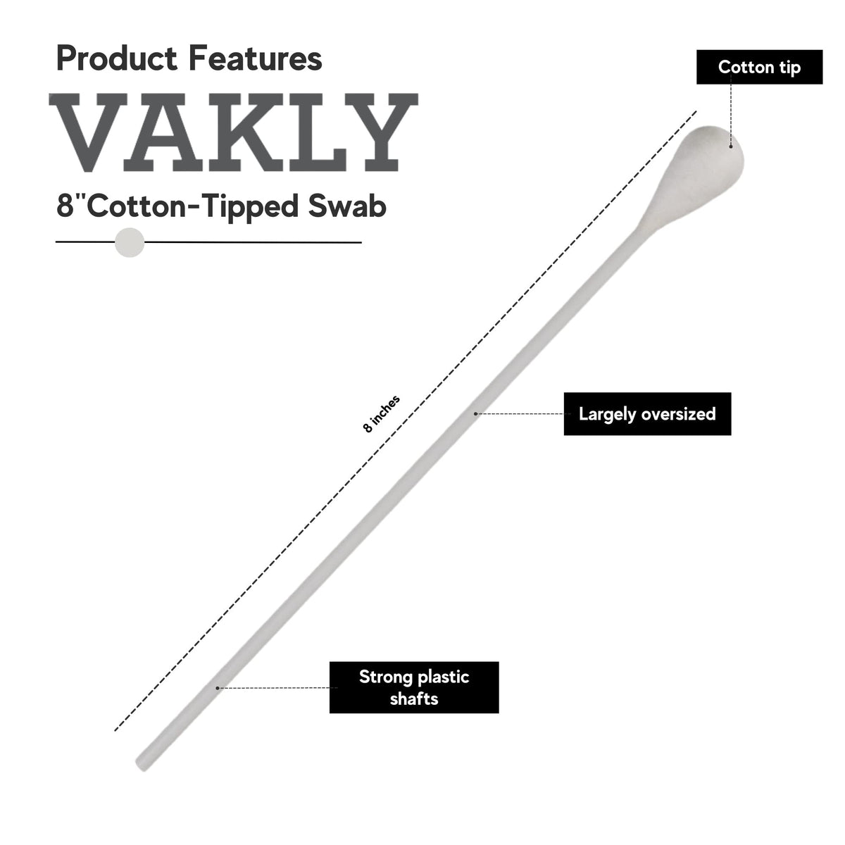 Vakly close-up of oversized 1/2 inch cotton tip highlighting absorbency