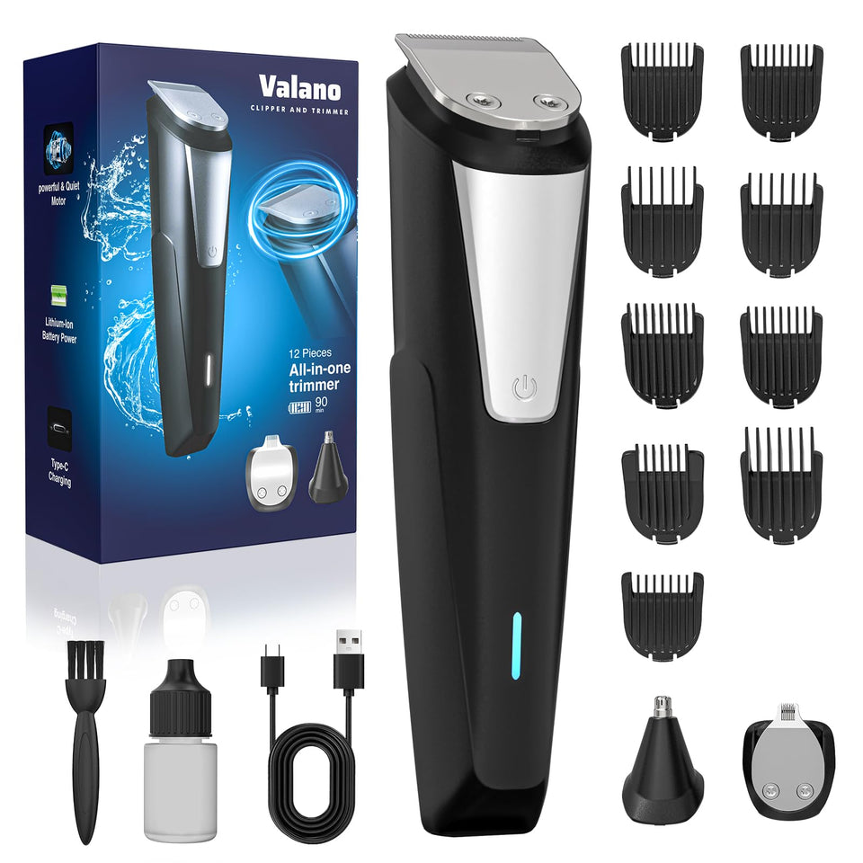 Valano front view of full grooming kit showing included tools and benefit of all-in-one versatility