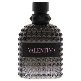 Valentino Uomo Born In Roma glass bottle close-up highlighting fragrance color and refined finish