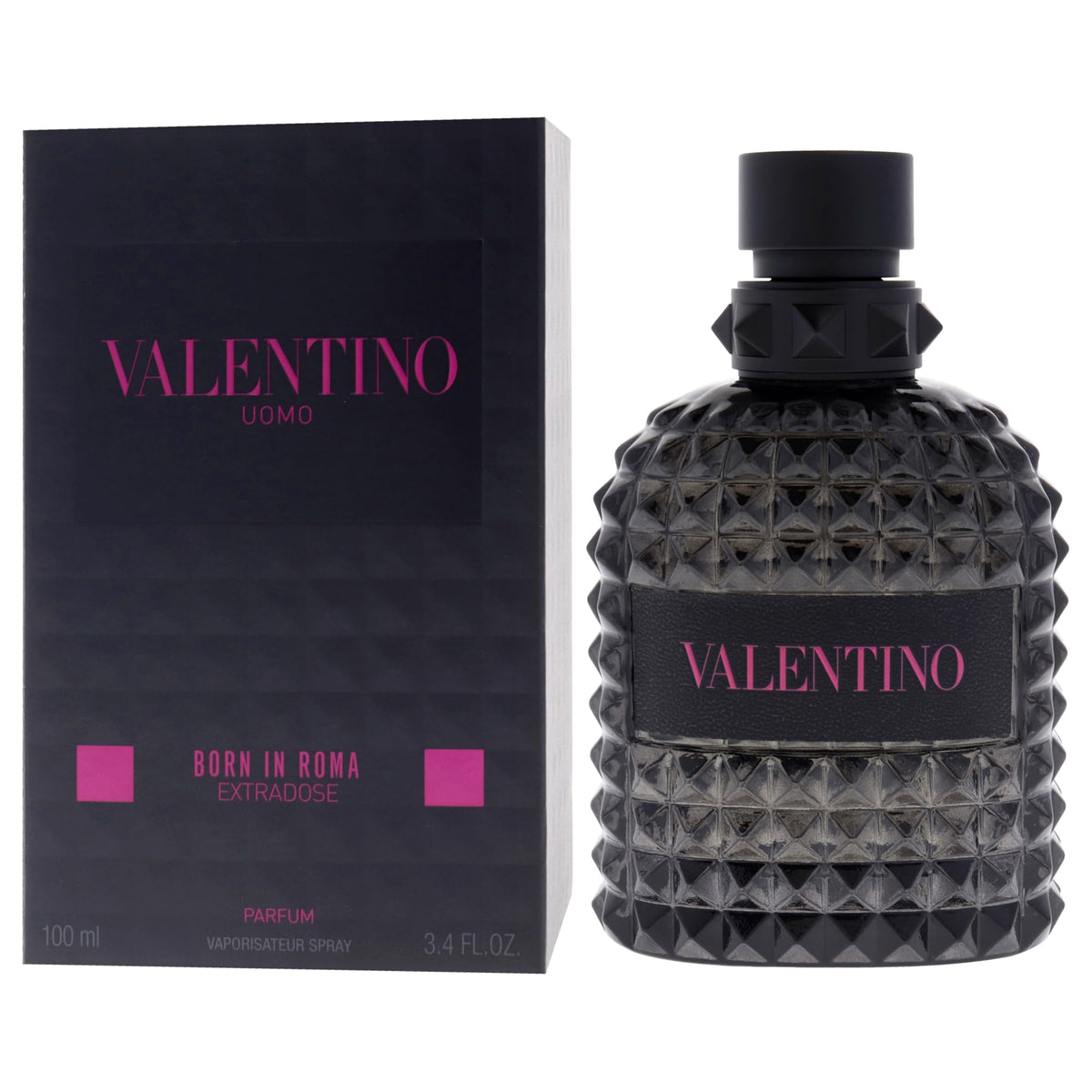 Close-up of Valentino Uomo atomizer conveying fine mist for long-lasting wear