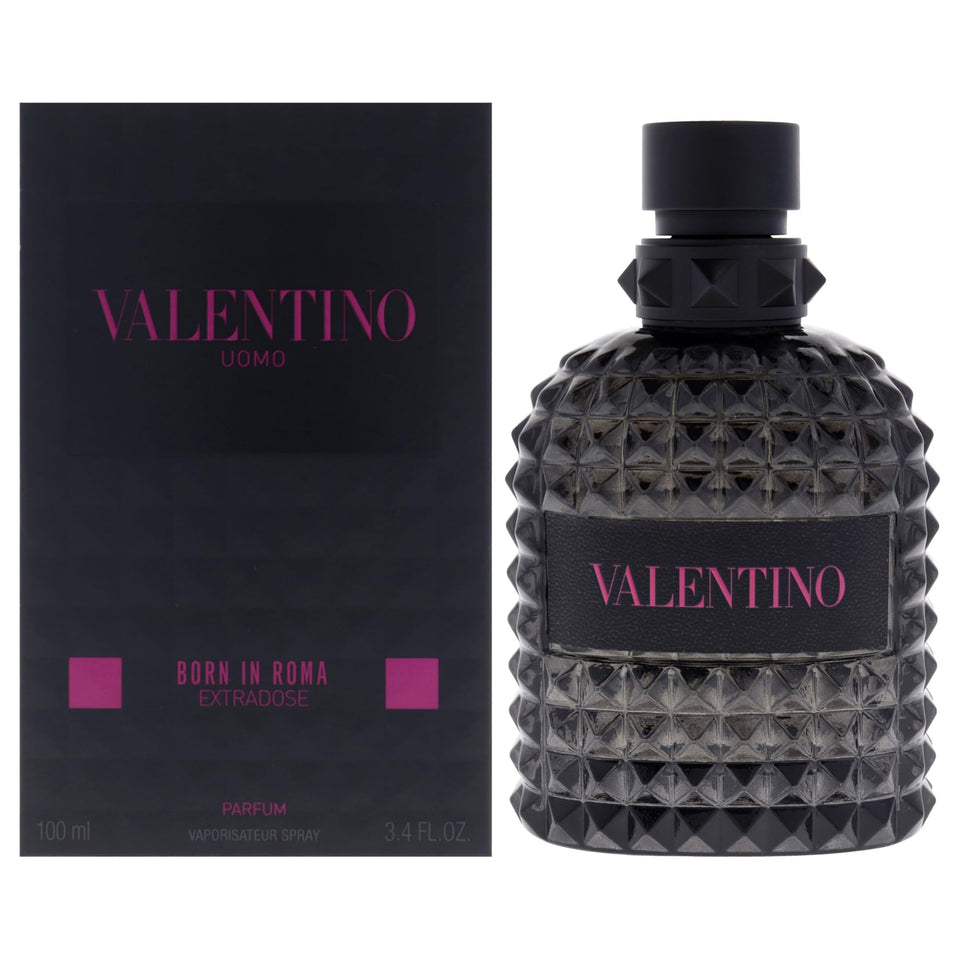 Valentino Uomo bottle front view showcasing bold parfum presentation and elegance