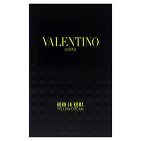 Valentino Uomo Yellow Dream bottle next to ruler showing 3.4 fl oz scale