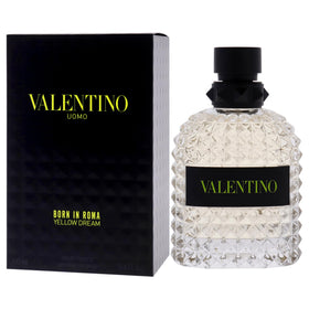 Valentino Uomo Yellow Dream spray in hand showing easy application and size