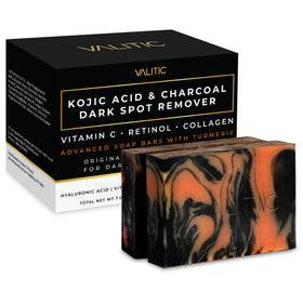 VALITIC front packaging showing charcoal kojic acid turmeric soap benefits