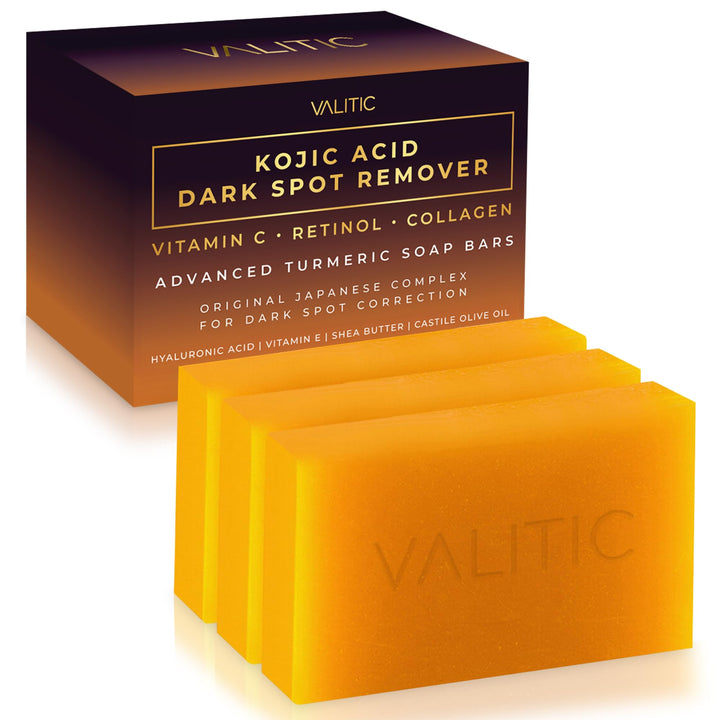 VALITIC front packaging showing three soap bars and product name, clear benefit visible