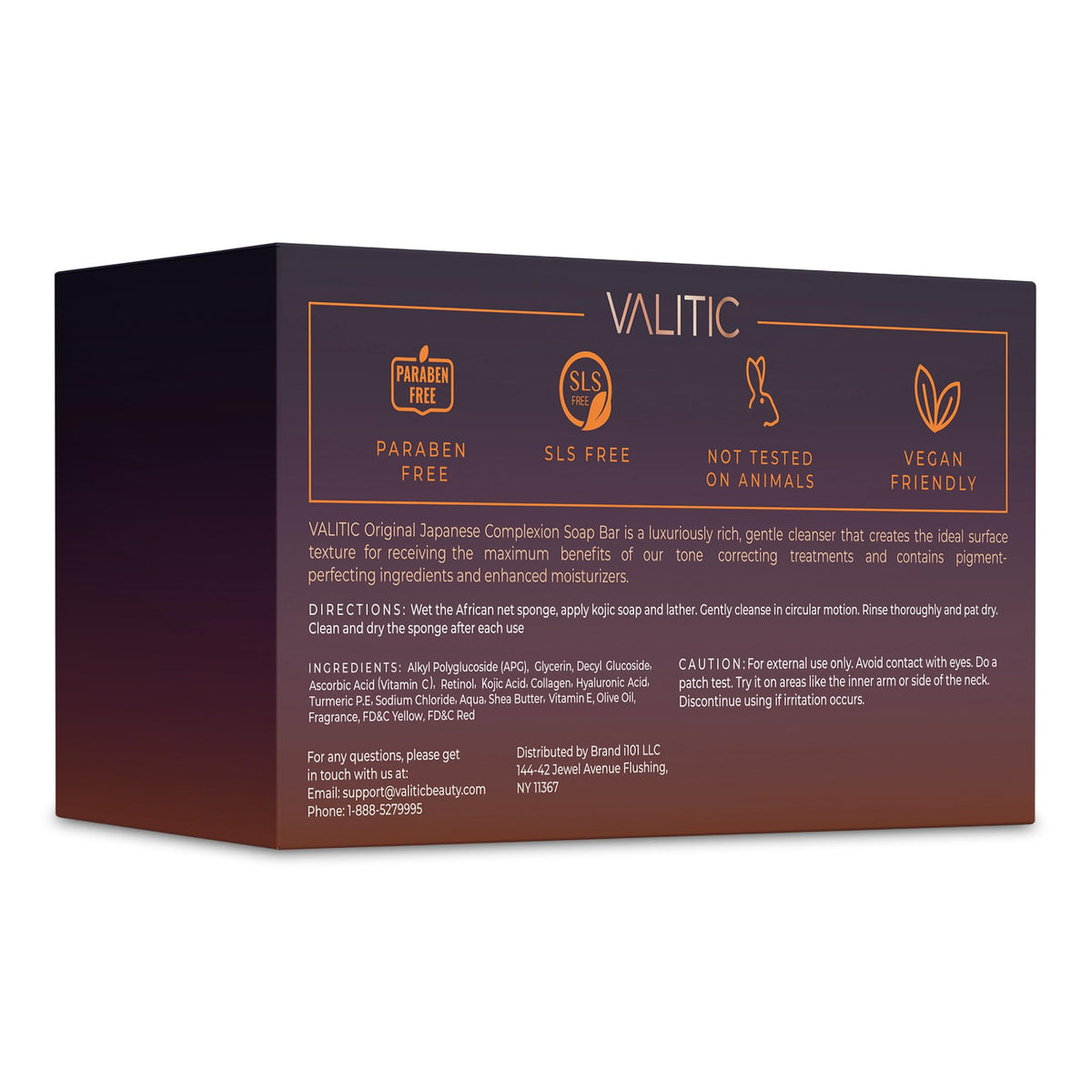 VALITIC open package with bar and sponge illustrating complete skincare set