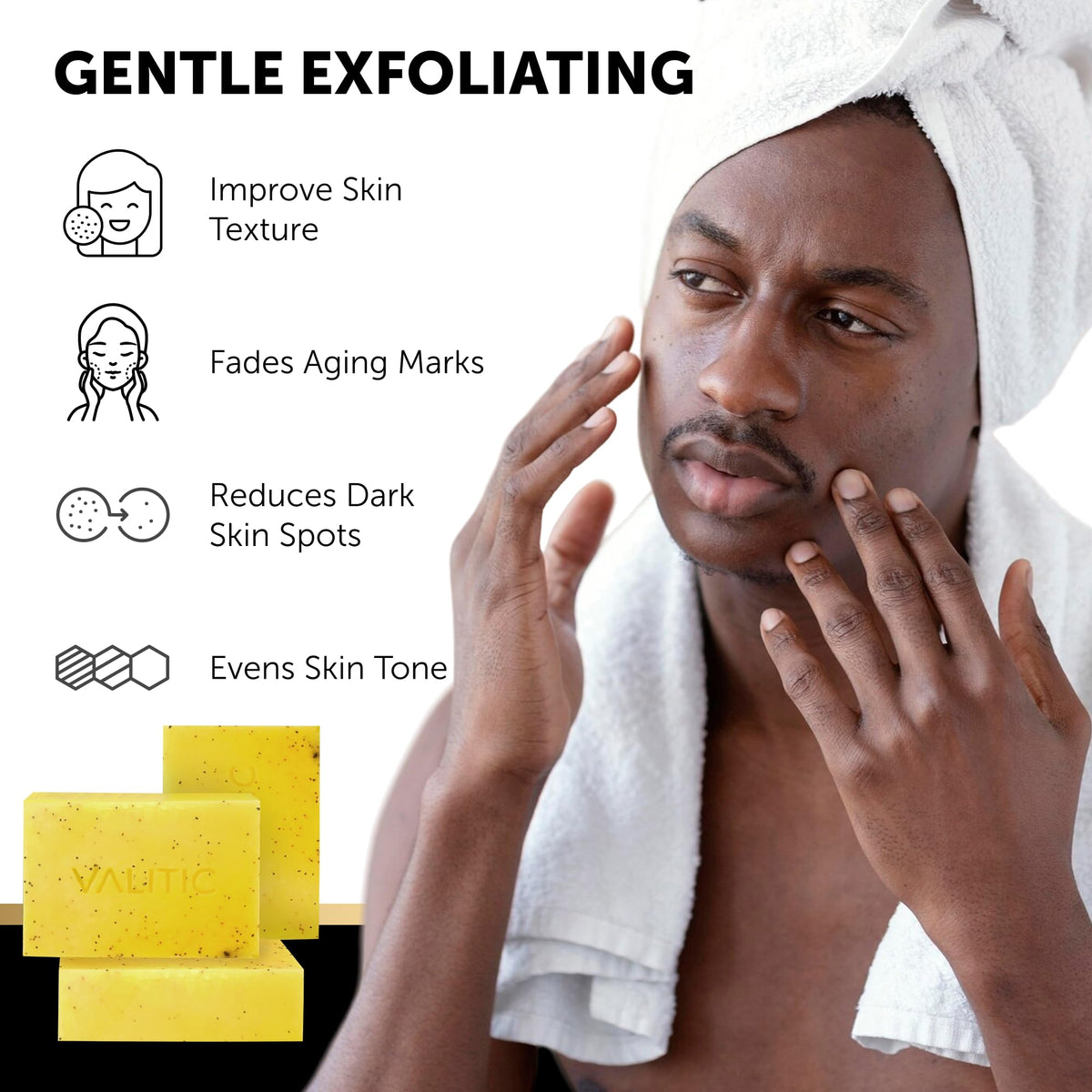 VALITIC soap lathered in hand delivering foamy cleansing and hydration