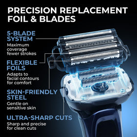 VALLNEI five-blade cutter block detail showing precise blades for efficient stubble capture