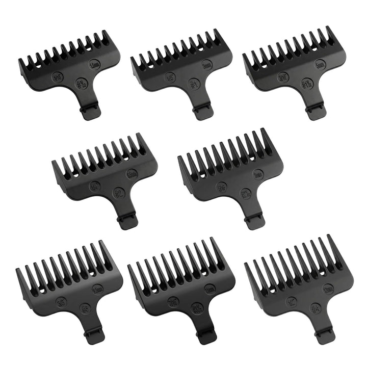 VALLNEI front view of eight guide combs showing full set and sizes for quick selection