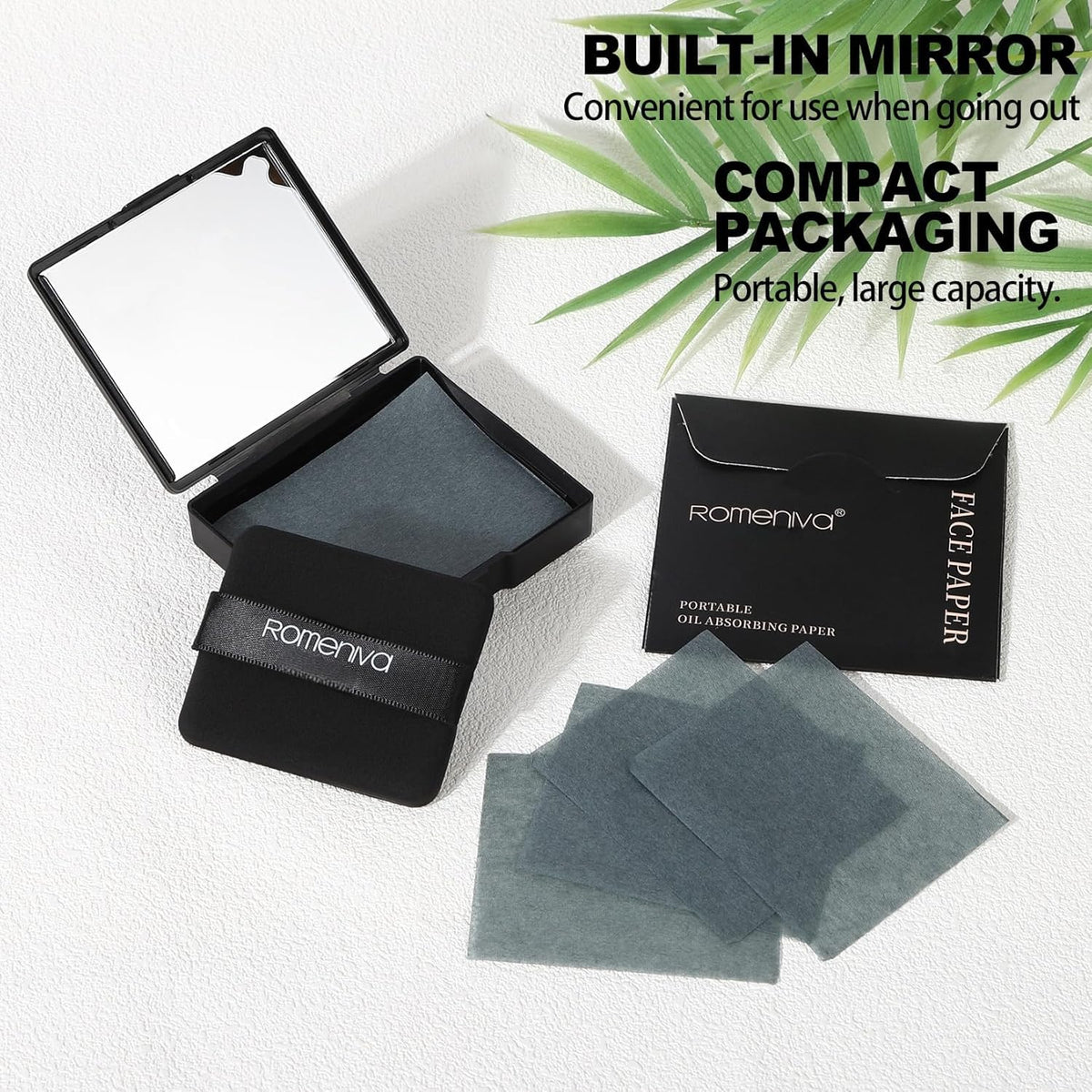 VALORIZE puff and mirror in hand for precise, portable application