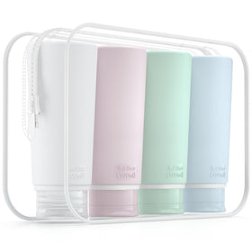 Valourgo front packaging showing four TSA-approved bottles for easy travel