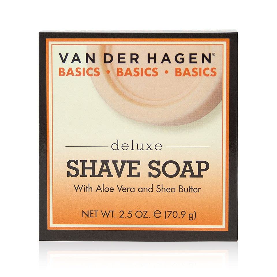 Close-up of Van Der Hagen soap puck texture showing fine grain and durability