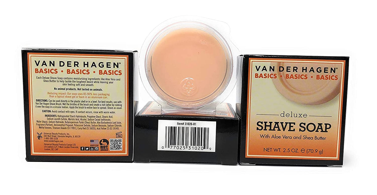 Van Der Hagen soap pucks packed in a travel toiletry kit for spill-free travel