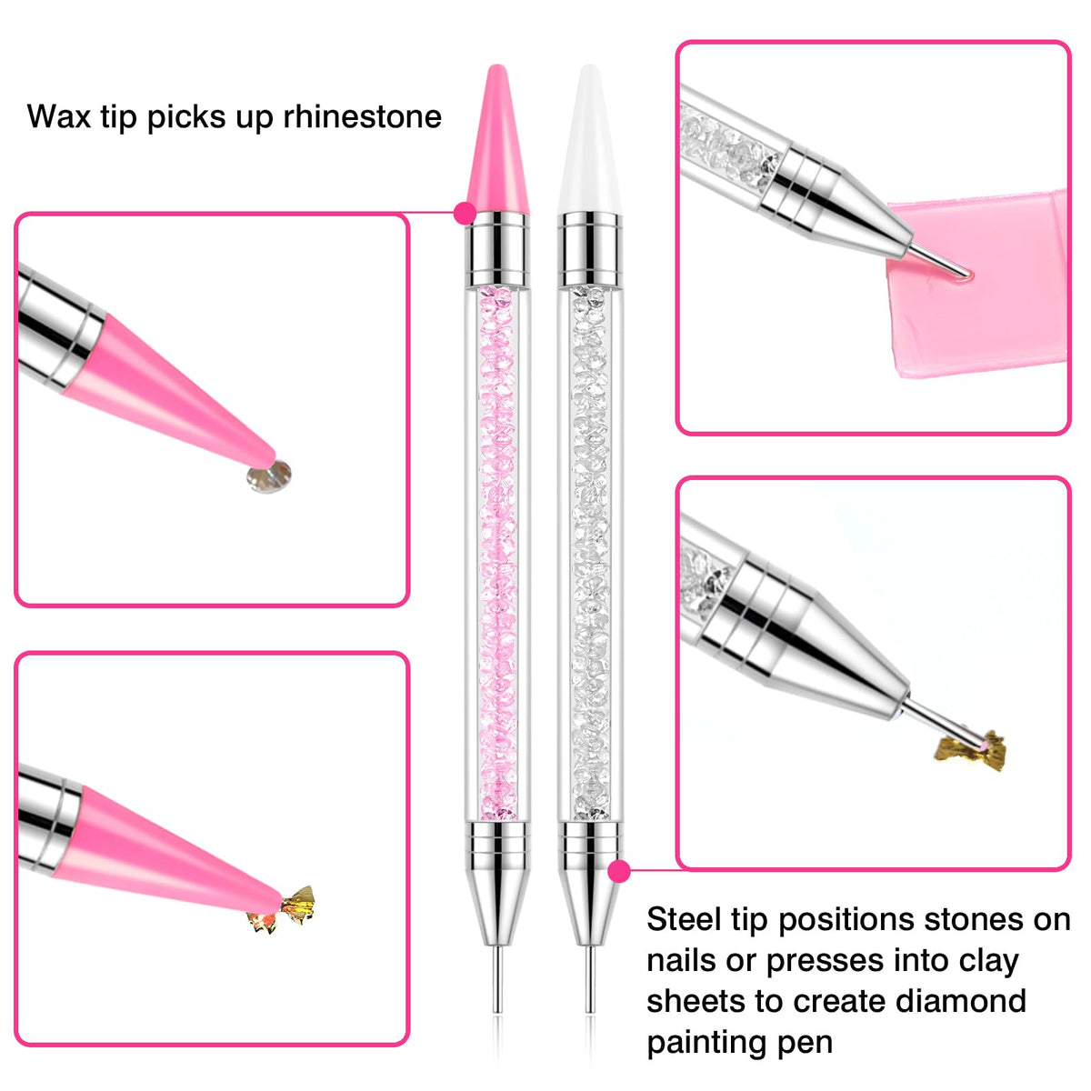 VANALIA closeup of dual-ended pen showing wax tip and steel tip for precise gem placement