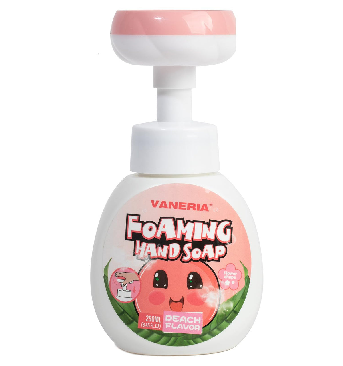 VANERIA front packaging 250ml showing flower-stamp design and gentle formula