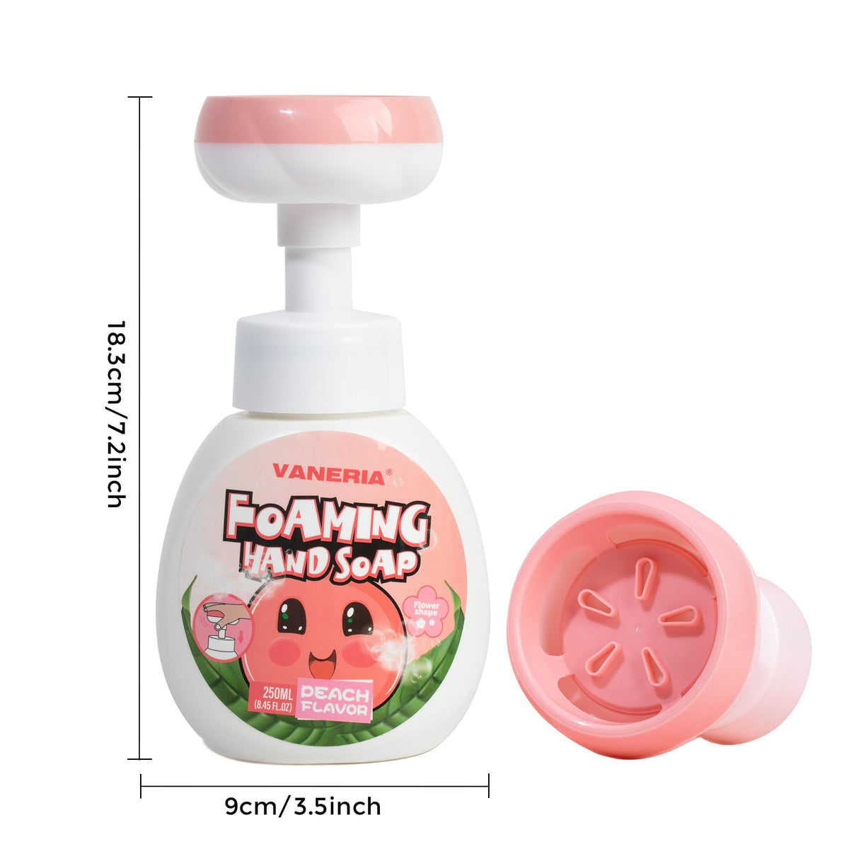 VANERIA peach extract visual ingredient shot implying plant-based hydration