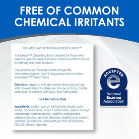 Vanicream ingredients label closeup highlighting irritant-free