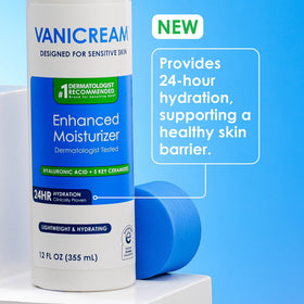 Vanicream on a bathroom counter showing daily routine convenience