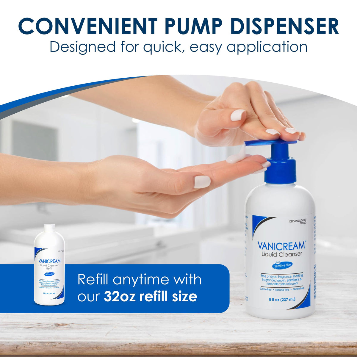 Vanicream in bathroom sink lifestyle showing everyday routine benefit