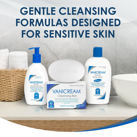 Vanicream bar on bathroom shelf lifestyle showing everyday use benefit