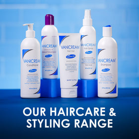 Vanicream dry-finish hair detail showing clear, non-greasy final look