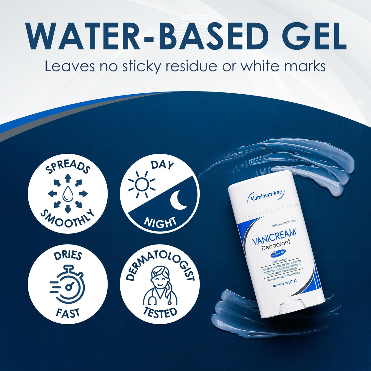 Vanicream gel swatch on forearm showing lightweight texture and quick dry feel