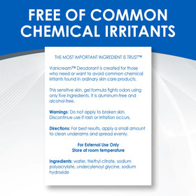 Vanicream packaging back details listing free-from claims and dermatologist-tested benefit