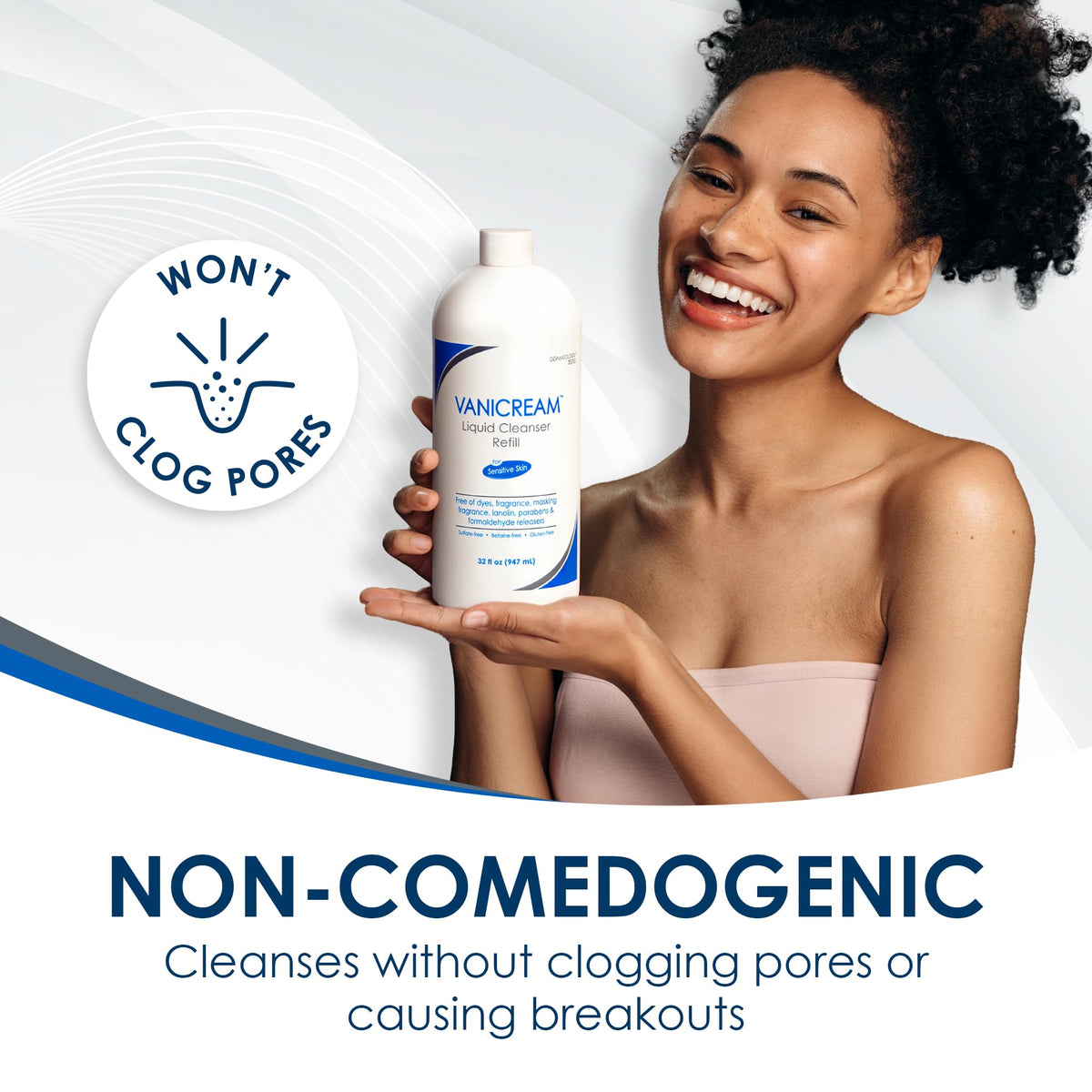 Person washing face with Vanicream showing gentle cleansing benefit