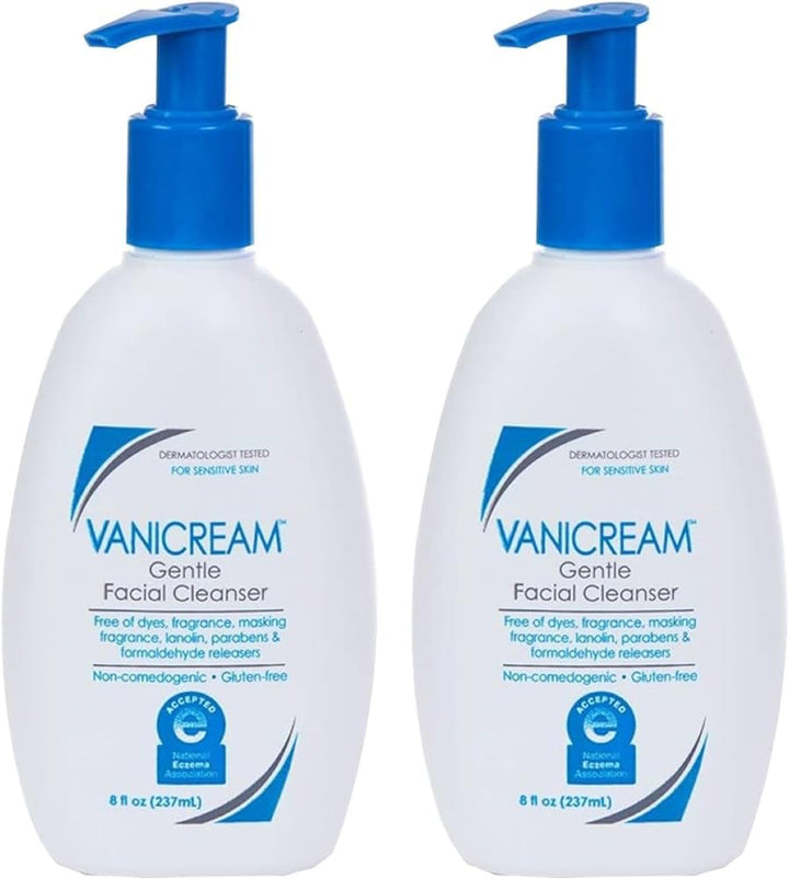 Vanicream front packaging showing two 8 oz bottles and clear labeling for sensitive skin benefit
