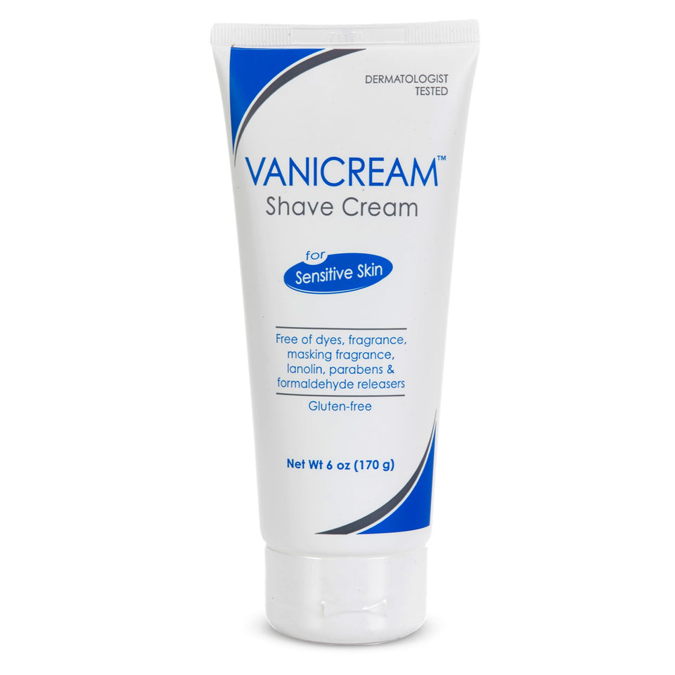 Vanicream front tube showing label and gentle shave benefit