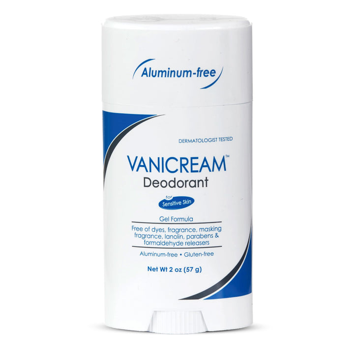 Vanicream front view of 2 oz aluminum-free gel deodorant showing clean packaging and size