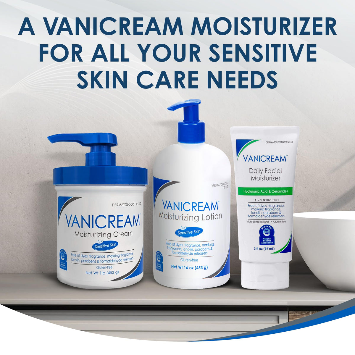 Vanicream sensitive-skin icon emphasizing fragrance-free gentle formulation