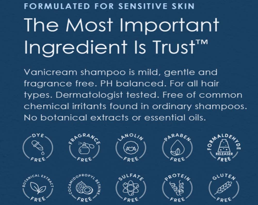 Vanicream ingredient panel close-up highlighting free-of claims and transparency