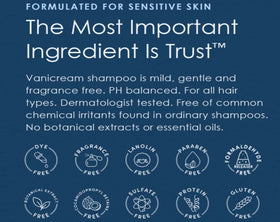 Vanicream ingredient panel close-up highlighting free-of claims and transparency
