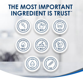 Vanicream label closeup highlighting free-from ingredients for sensitive skin