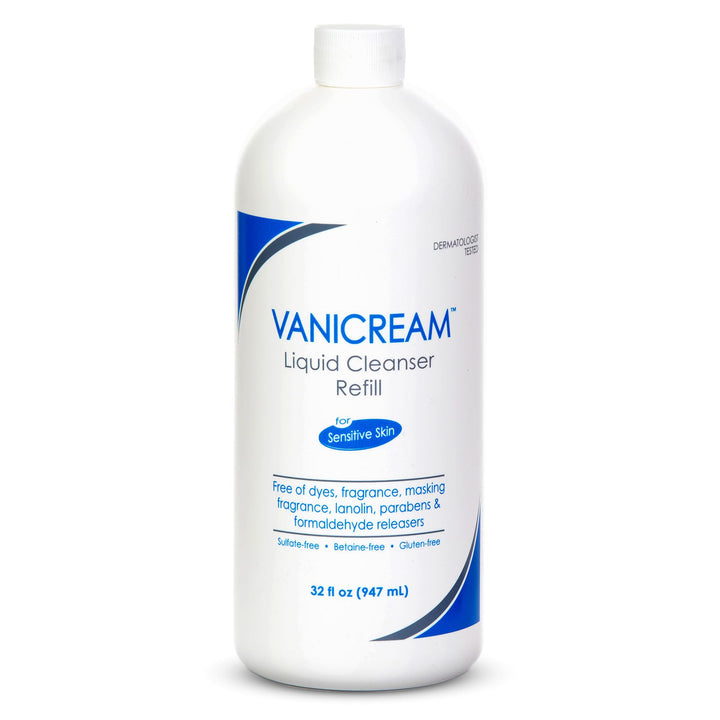 Vanicream front bottle view showing clean packaging and refill size benefit