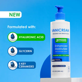 Vanicream pump dispensing lightweight lotion for fast-absorbing benefit