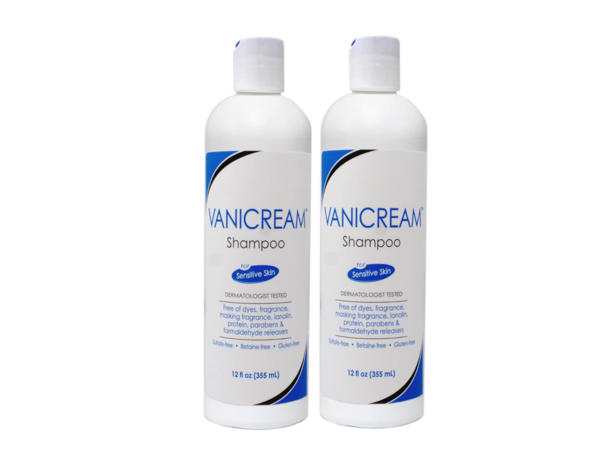 Vanicream shampoo front packaging showing label and pack benefits for sensitive skin