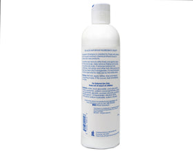 Vanicream shampoo in bathroom being used to rinse hair for calm scalp comfort
